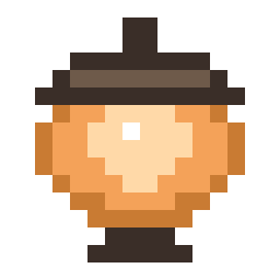 Amber's sprite — a round amber pot with a dark lid and a pale glow inside