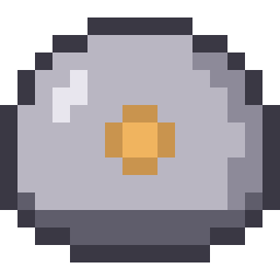 Greyson's sprite — a grey stone with a four-petalled amber mark at its centre