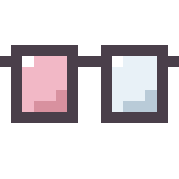 Rose's sprite — two framed panels side by side, one rose-pink and one pale blue
